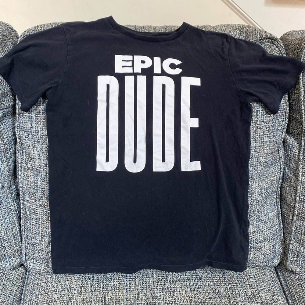 3/&15 - EPIC DUDE Black Short Sleeve T-Shirt, Size Youth L (10/12)